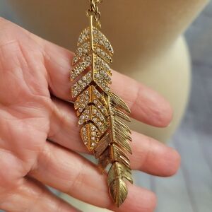 Goldtone Pendant Necklace Feather Pendants